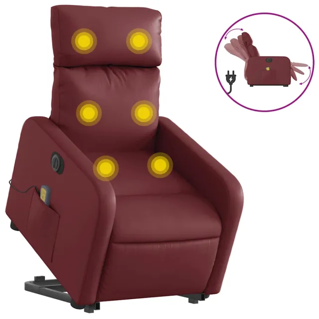 Fauteuil inclinable de massage électrique rouge bordeaux