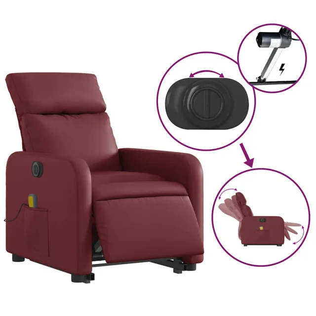 Fauteuil inclinable de massage électrique rouge bordeaux