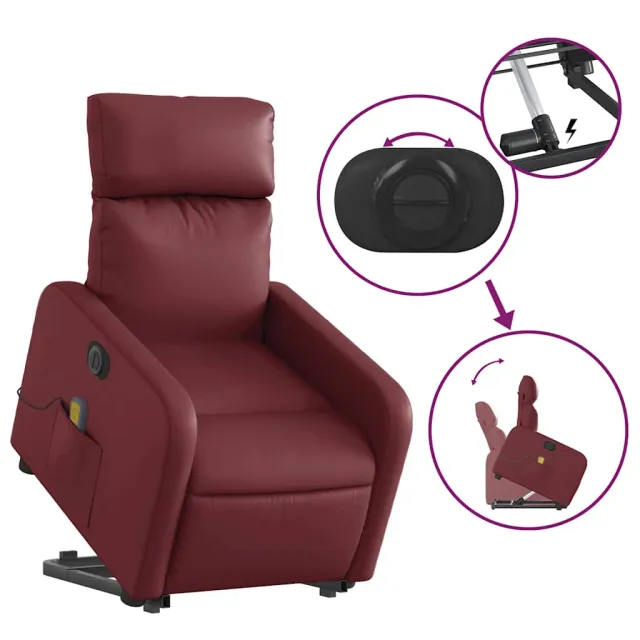 Fauteuil inclinable de massage électrique rouge bordeaux