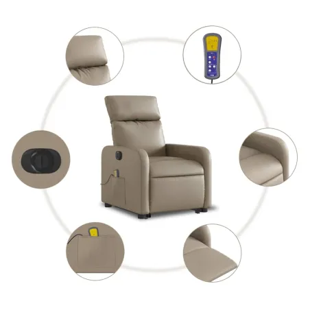 Fauteuil inclinable de massage électrique cappuccino similicuir
