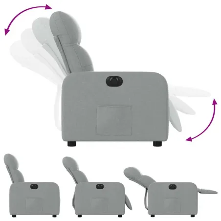 Fauteuil inclinable électrique Gris clair Tissu