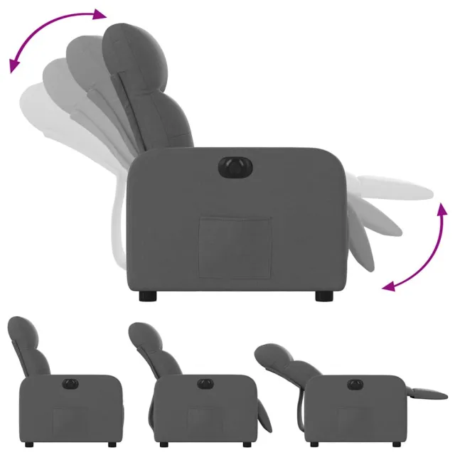 Fauteuil inclinable électrique Gris foncé Tissu