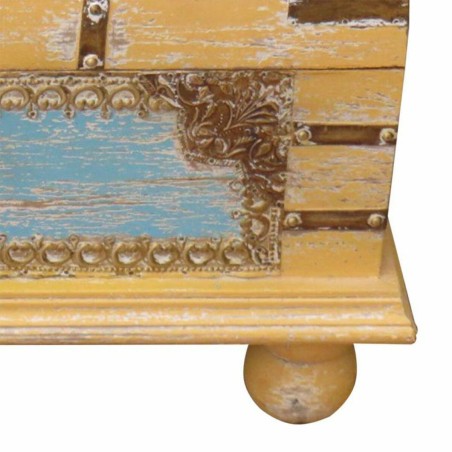 Coffre Alexandra House Living Jaune Bleu Bois de manguier 28 x 27 x 50