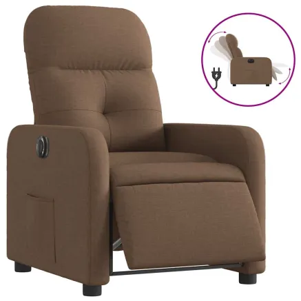 Fauteuil inclinable électrique Marron Tissu 2