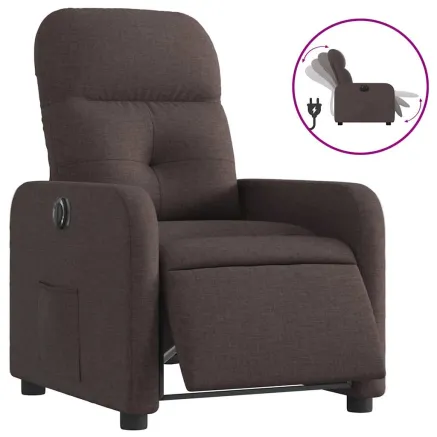 Fauteuil inclinable électrique Marron foncé Tissu 2