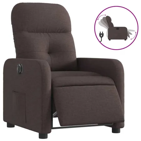 Fauteuil inclinable électrique Marron foncé Tissu