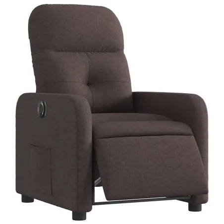 Fauteuil inclinable électrique Marron foncé Tissu