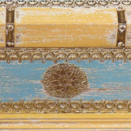 Truhe Alexandra House Living Gelb Blau Mango-Holz 28 x 27 x 50 cm Hand