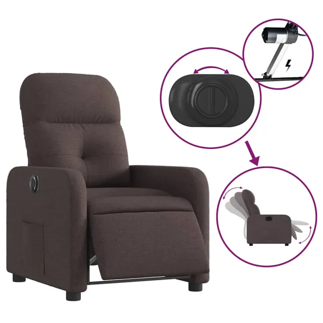 Fauteuil inclinable électrique Marron foncé Tissu