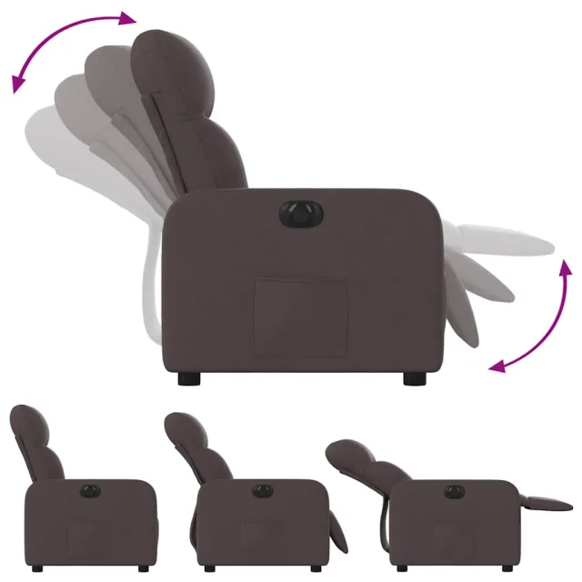 Fauteuil inclinable électrique Marron foncé Tissu