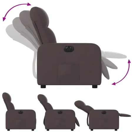 Fauteuil inclinable électrique Marron foncé Tissu