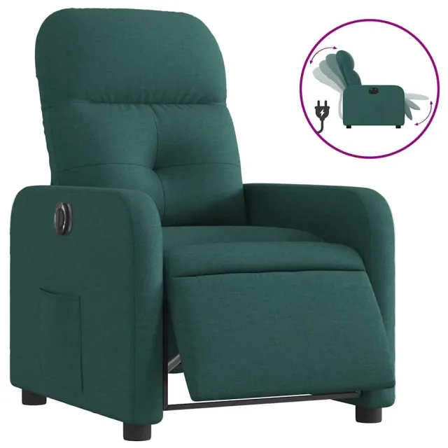 Fauteuil inclinable électrique Vert foncé Tissu