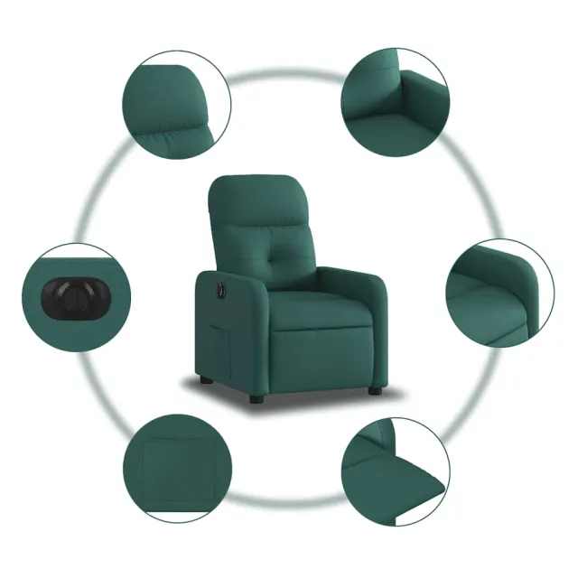 Fauteuil inclinable électrique Vert foncé Tissu