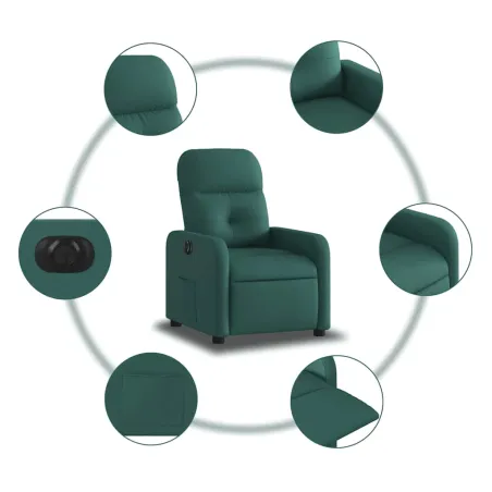 Fauteuil inclinable électrique Vert foncé Tissu