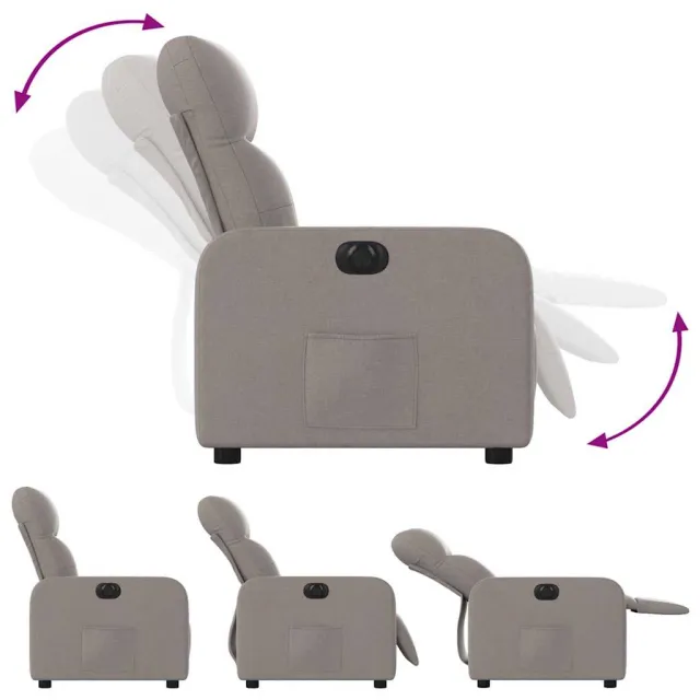 Fauteuil inclinable électrique Taupe Tissu