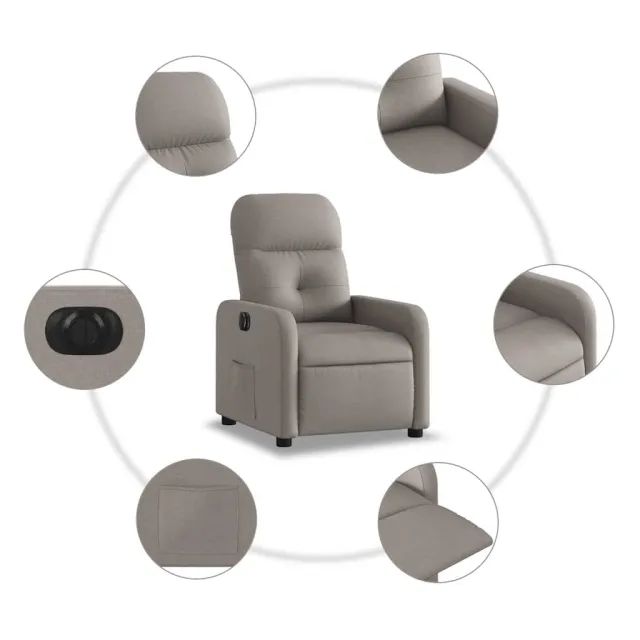 Fauteuil inclinable électrique Taupe Tissu