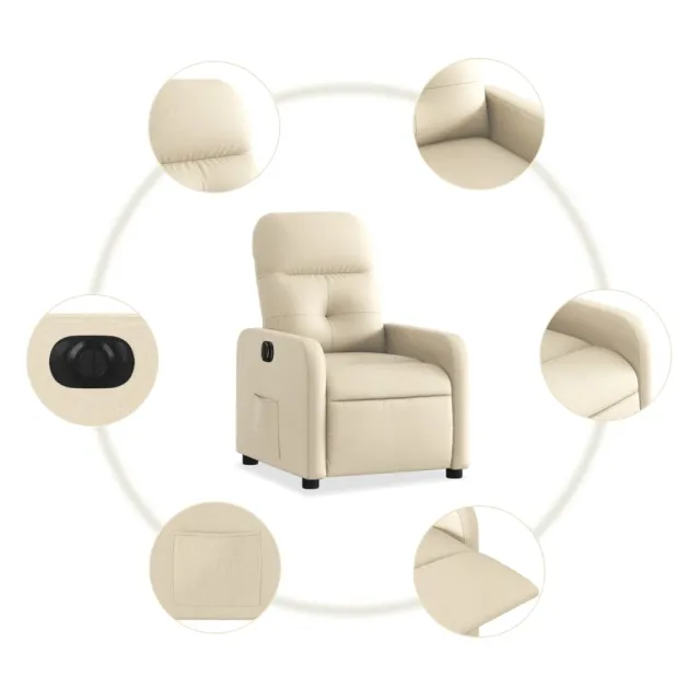 Fauteuil inclinable électrique Crème Tissu