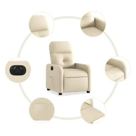 Fauteuil inclinable électrique Crème Tissu