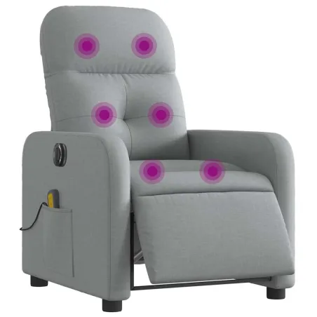 Fauteuil de massage inclinable électrique gris clair tissu