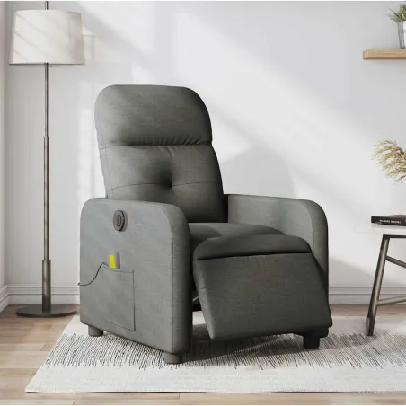 Fauteuil inclinable de massage électrique gris foncé tissu