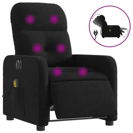 Fauteuil de massage inclinable électrique Noir Tissu 2