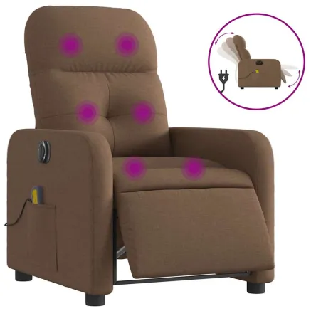 Fauteuil inclinable de massage électrique marron tissu 2