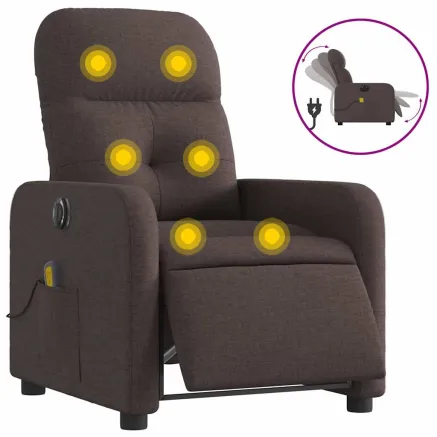 Fauteuil de massage inclinable électrique Marron foncé Tissu 2