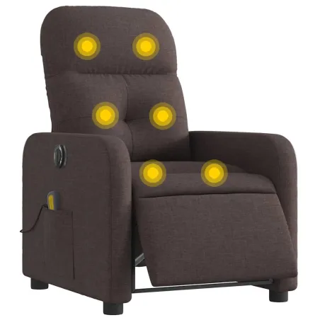 Fauteuil de massage inclinable électrique Marron foncé Tissu