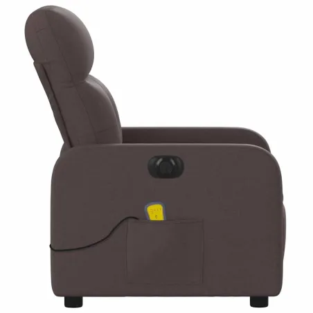 Fauteuil de massage inclinable électrique Marron foncé Tissu