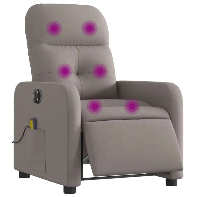 Fauteuil de massage inclinable électrique Taupe Tissu