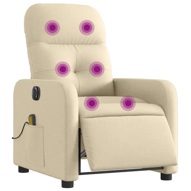 Fauteuil inclinable de massage électrique crème tissu