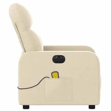 Fauteuil inclinable de massage électrique crème tissu