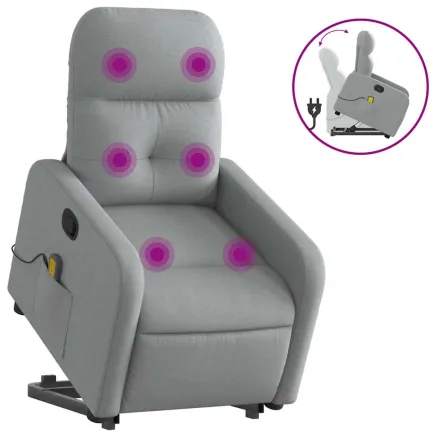 Fauteuil de massage inclinable Gris clair Tissu 2