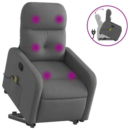 Fauteuil de massage inclinable Gris foncé Tissu 2