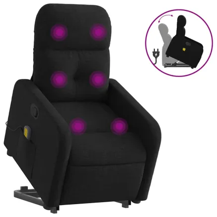 Fauteuil de massage inclinable Noir Tissu 2