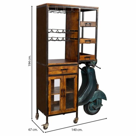 Planken Alexandra House Living Metaal Mangohout 67 x 194 x 140 cm Fles
