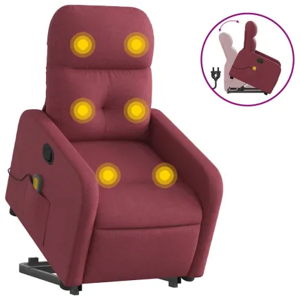 Fauteuil inclinable de massage Rouge bordeaux Tissu 2