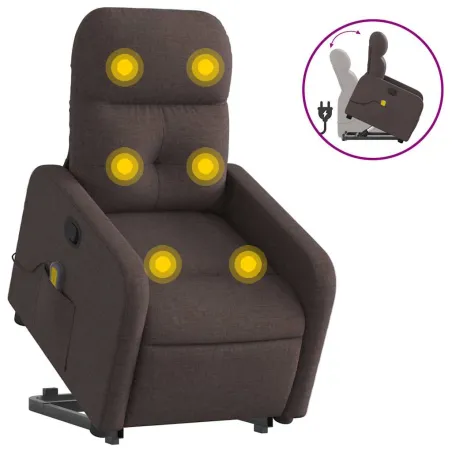 Fauteuil inclinable de massage Marron foncé Tissu