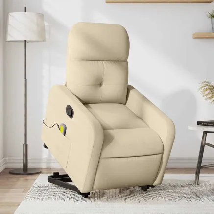 Fauteuil inclinable de massage Crème Tissu