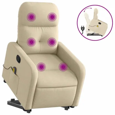 Fauteuil inclinable de massage Crème Tissu 2