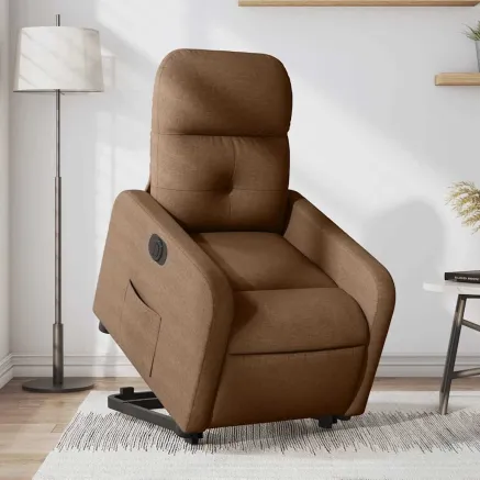 Fauteuil inclinable électrique marron tissu
