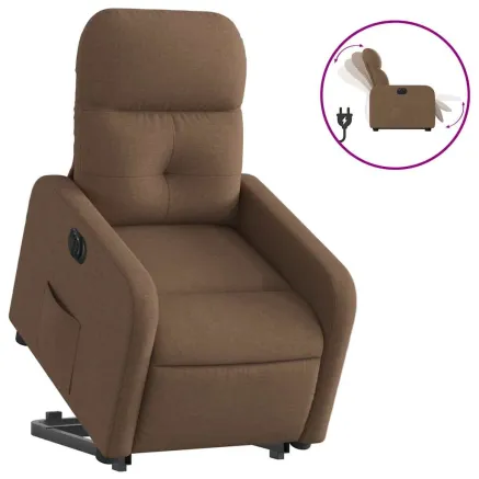 Fauteuil inclinable électrique marron tissu 2