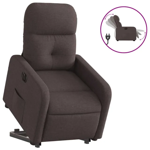 Fauteuil inclinable électrique marron foncé tissu