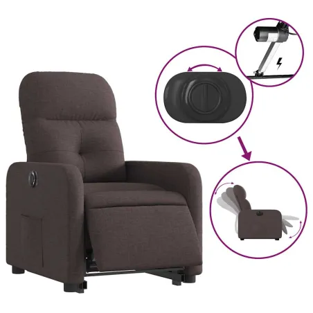 Fauteuil inclinable électrique marron foncé tissu