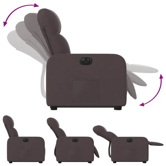 Fauteuil inclinable électrique marron foncé tissu