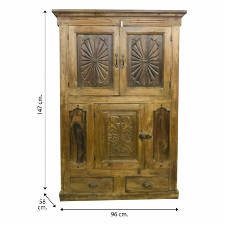 Armario Alexandra House Living Marrón Madera Reciclada 58 x 147 x 96
