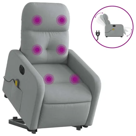 Fauteuil inclinable de massage électrique Gris clair Tissu 2