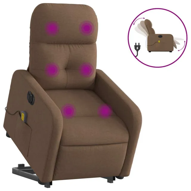 Fauteuil inclinable de massage électrique Marron Tissu