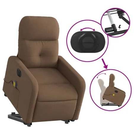 Fauteuil inclinable de massage électrique Marron Tissu
