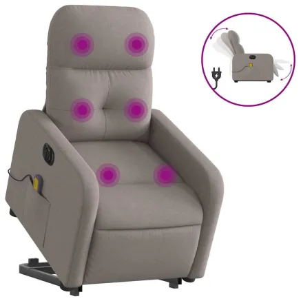 Fauteuil inclinable de massage électrique Taupe Tissu 2